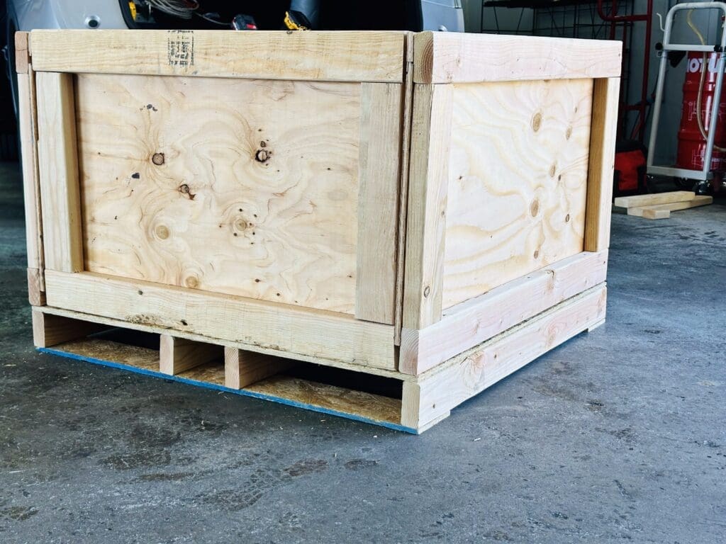 Heavy-duty wooden shipping crates built in Las Vegas for industrial and commercial use.
